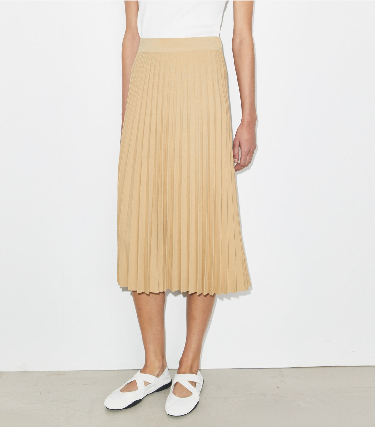 Pleated Viscose Skirt - Beige | Tory Burch Trusted