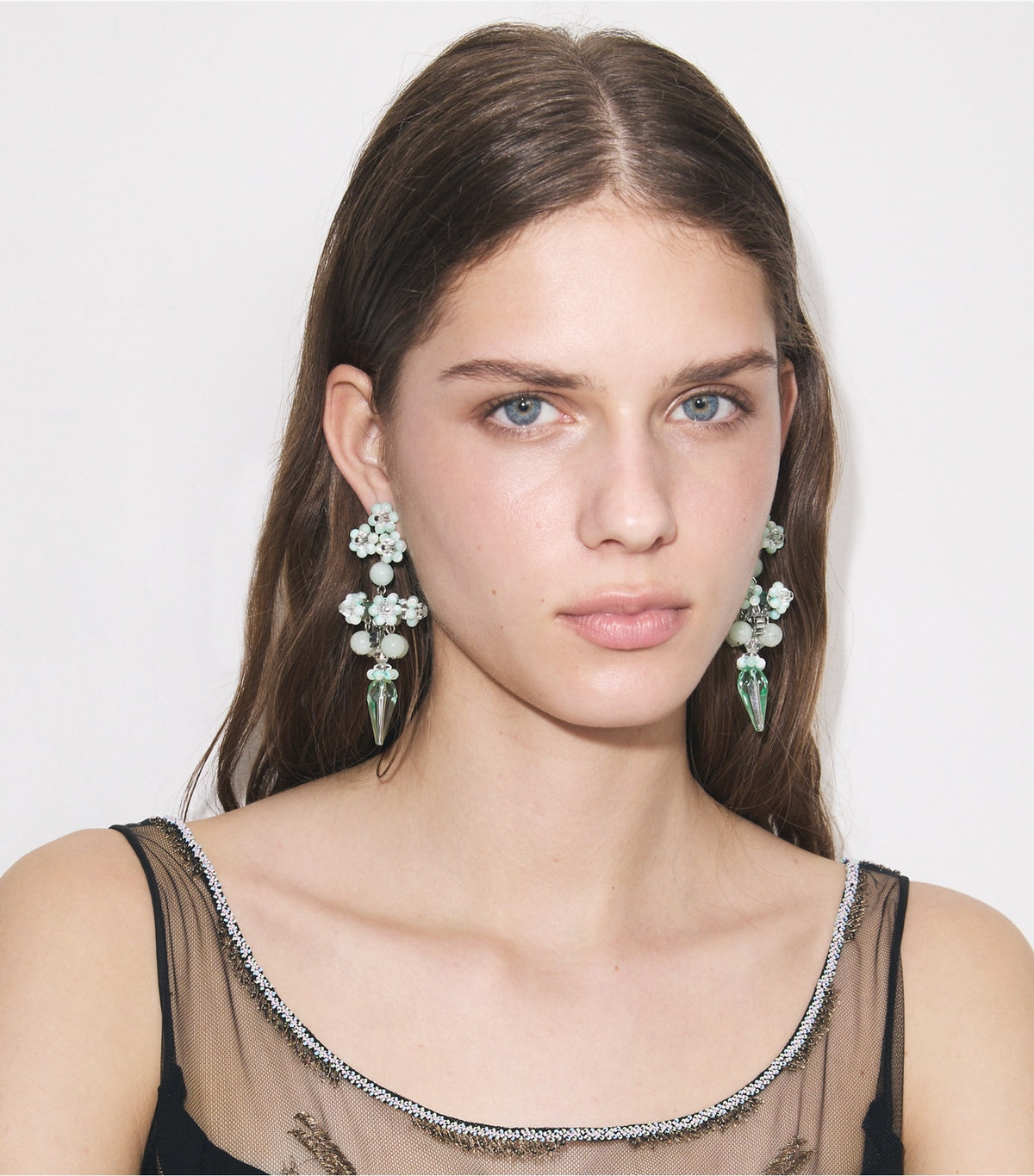 Curiosity Beaded Linear Earrings - Tory Silver / Mint | Tory Burch Top Pick
