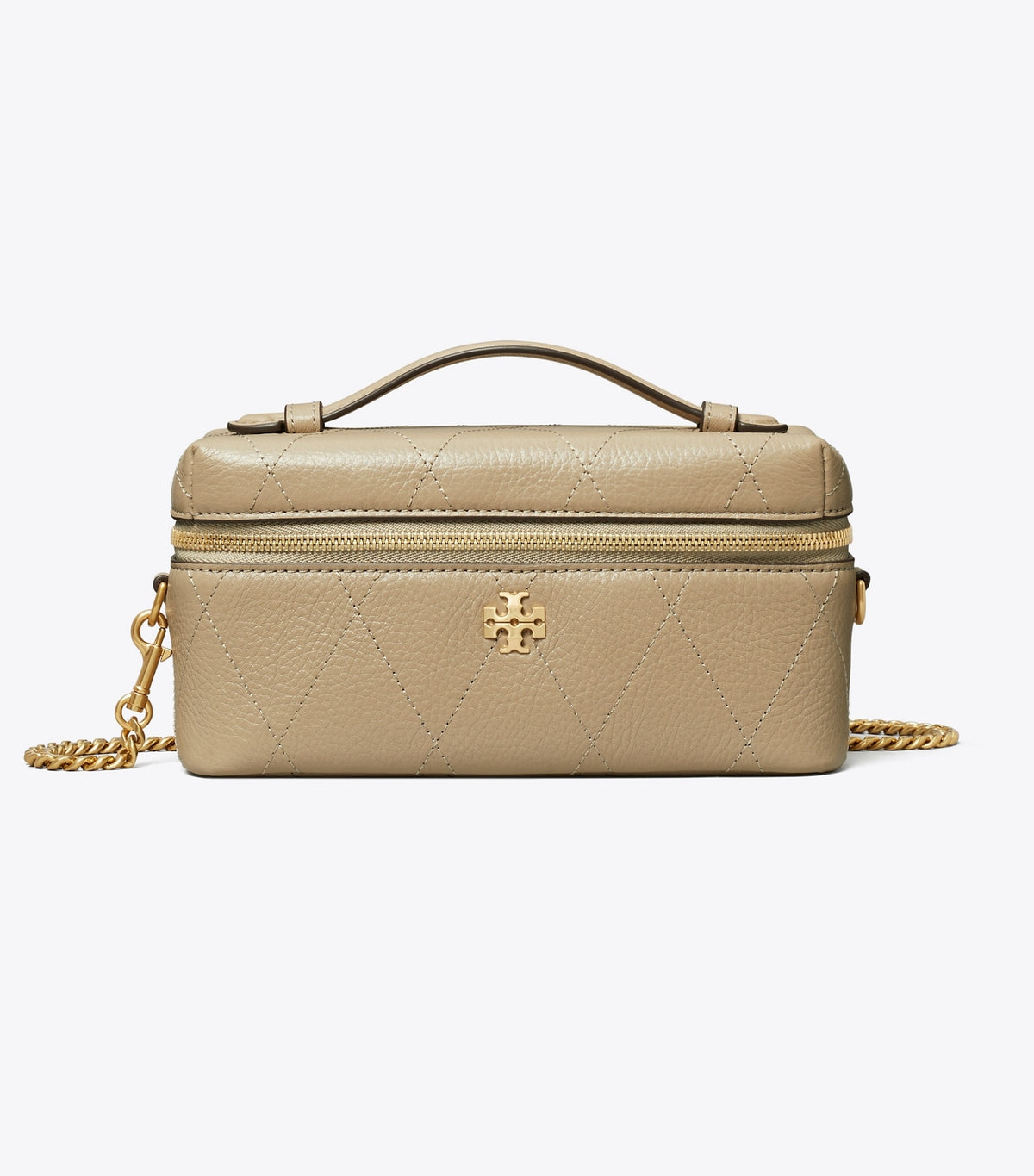Charlie Quilted Vanity Case - Soft Cement | Tory Burch Discount