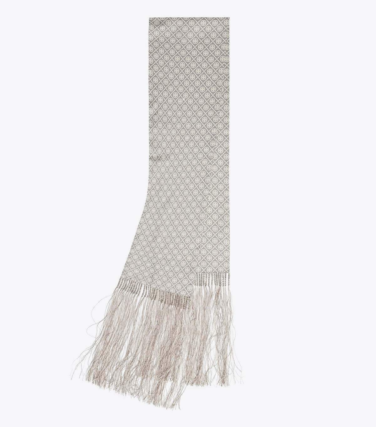T Monogram Fringed Oblong Scarf - Mini T Monogram Grey | Tory Burch Quality