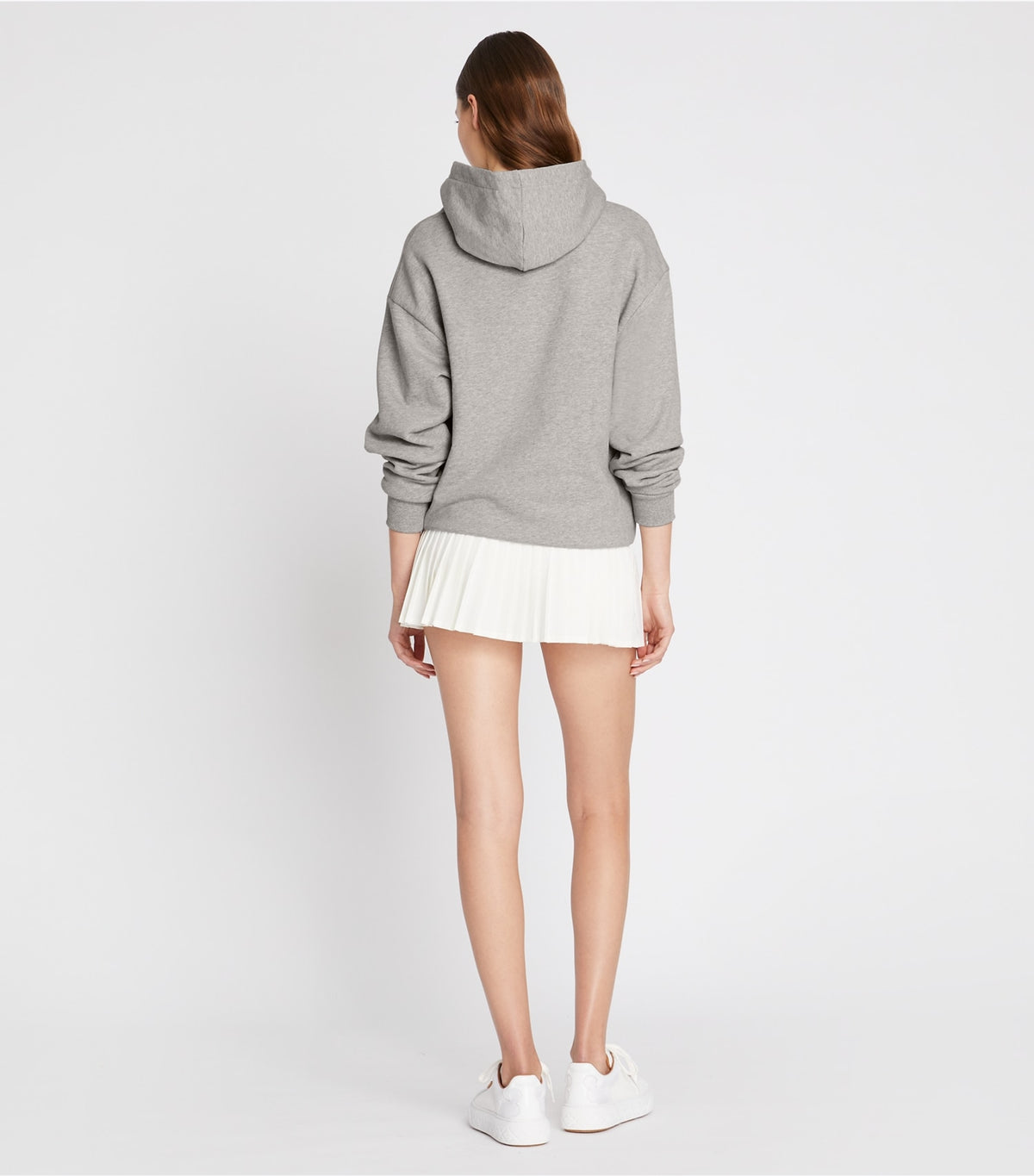 Heavy French Terry Logo Hoodie - Medium Grey Heather | Tory Burch Essential