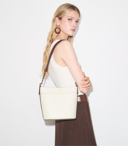 Leather Colorblock Bucket Bag - Ivory | Tory Burch Top Pick