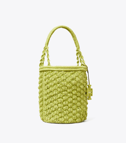Ella Hand-Crocheted Popcorn Bucket Bag - Citrus Green | Tory Burch New
