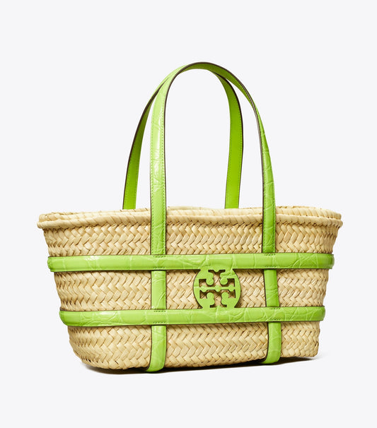 Small Ella Croc-Embossed Straw Basket - Bright Fern | Tory Burch Smart Buy