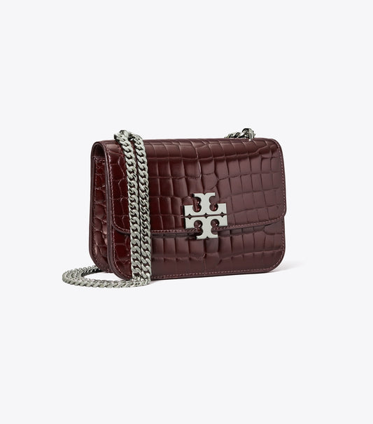 Small Eleanor Croc-Embossed Shoulder Bag - Deep Burgundy | Tory Burch Everyday