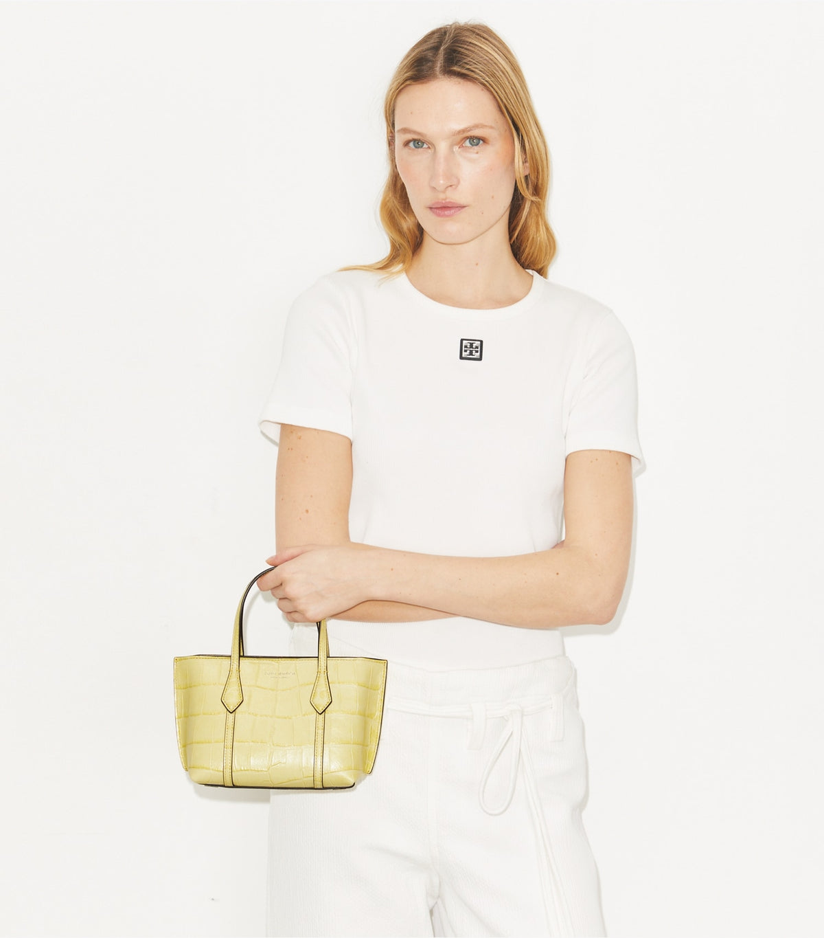 Mini Perry Embossed Tote - Yellow Sky | Tory Burch Featured