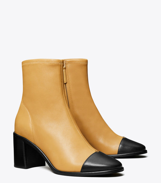 Cap-Toe Heeled Ankle Boot - Ginger Shortbread / Perfect Black | Tory Burch Great Value
