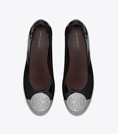 Claire Cap-Toe Ballet - Midnight Moon / Hazy Gray / Silver | Tory Burch Essential
