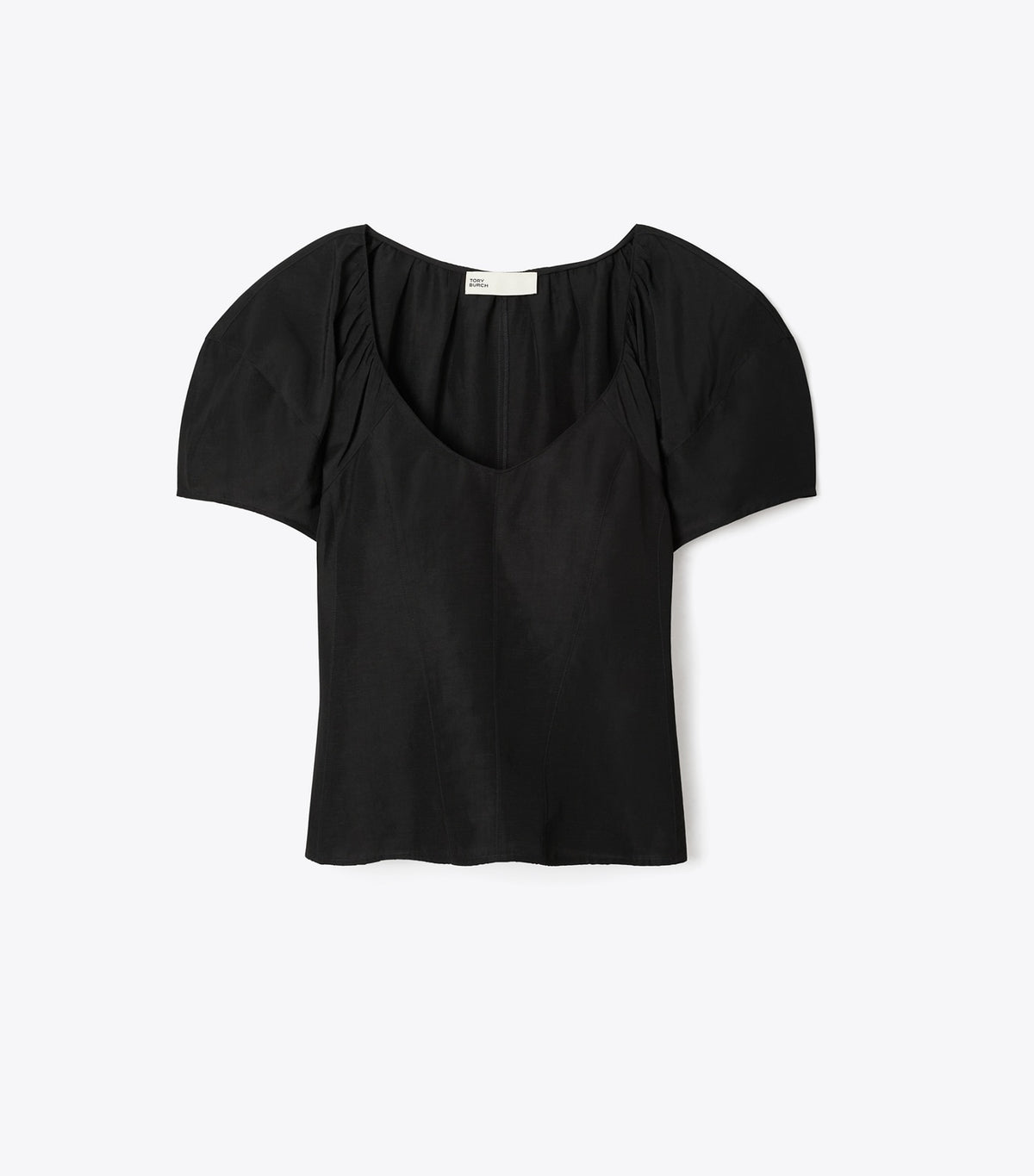 Balloon Sleeve Viscose Top - Black | Tory Burch Quality