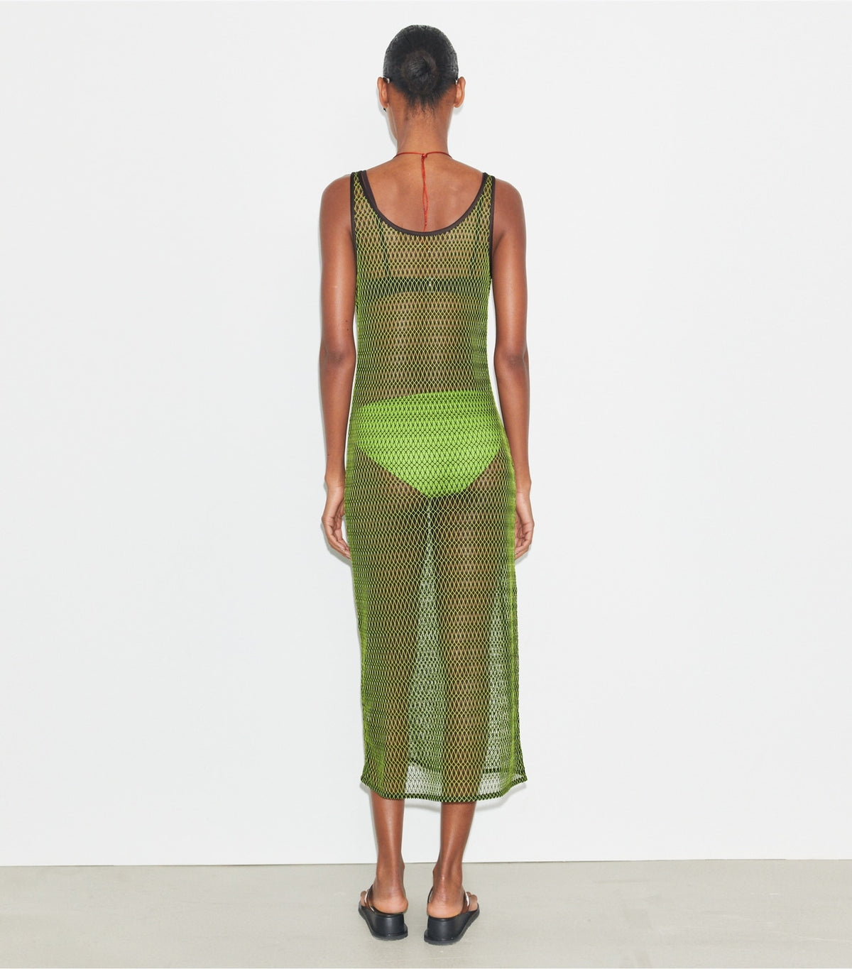 Mesh Dress - Deep Chocolate / Vivid Lime | Tory Burch Great Value