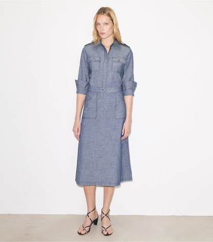 Cotton Camp Shirt - Blue Wash | Tory Burch Classic