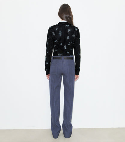 Wool Pant - Steel | Tory Burch Classic