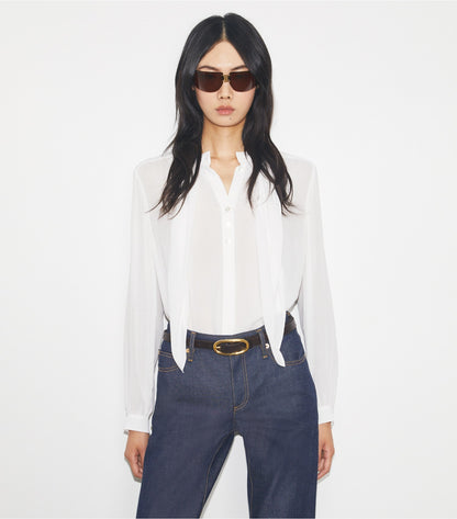 Georgette Bow Blouse - Marshmallow | Tory Burch Trusted