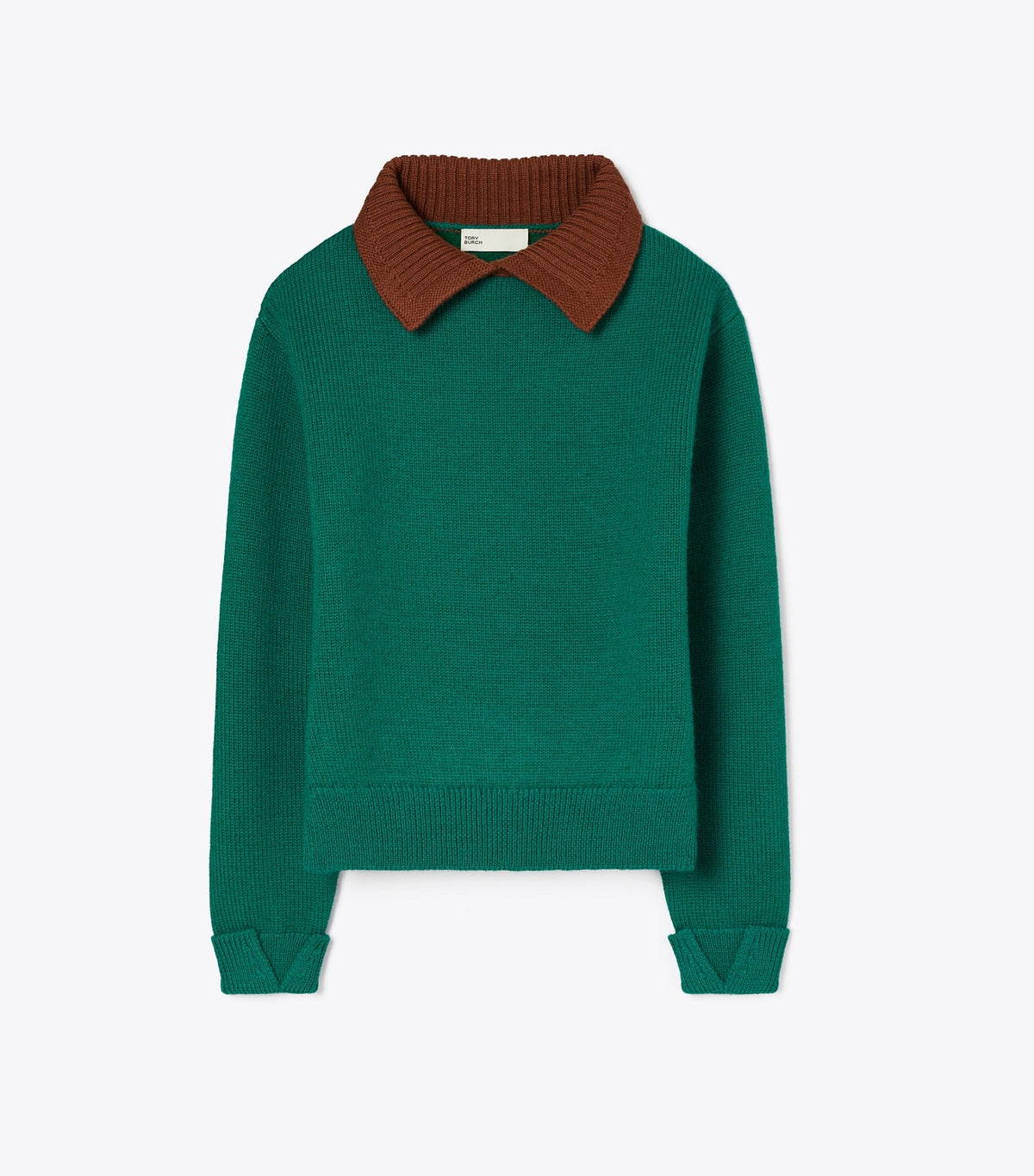 Wool Sweater - Emerald  / Dark Cranberry | Tory Burch Quality