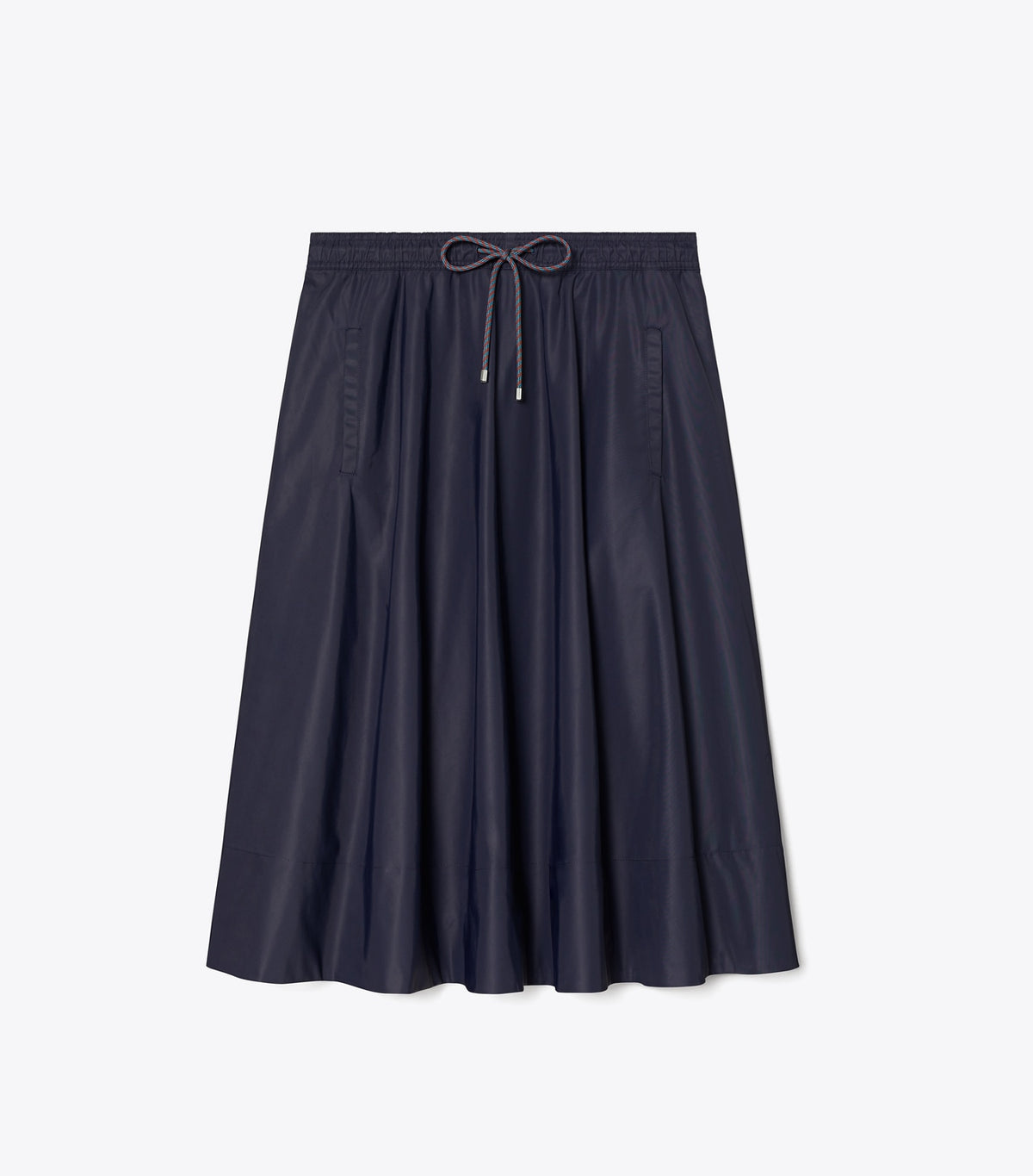 Drawstring Nylon Midi Skirt - Medium Navy | Tory Burch Everyday