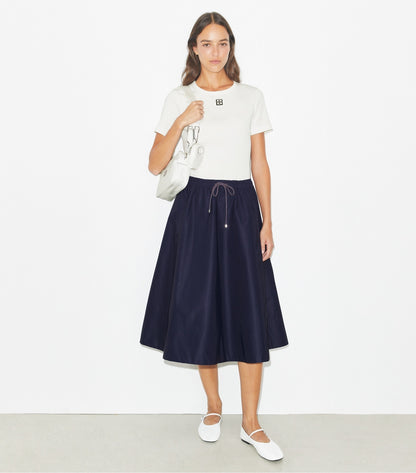 Drawstring Nylon Midi Skirt - Medium Navy | Tory Burch Everyday