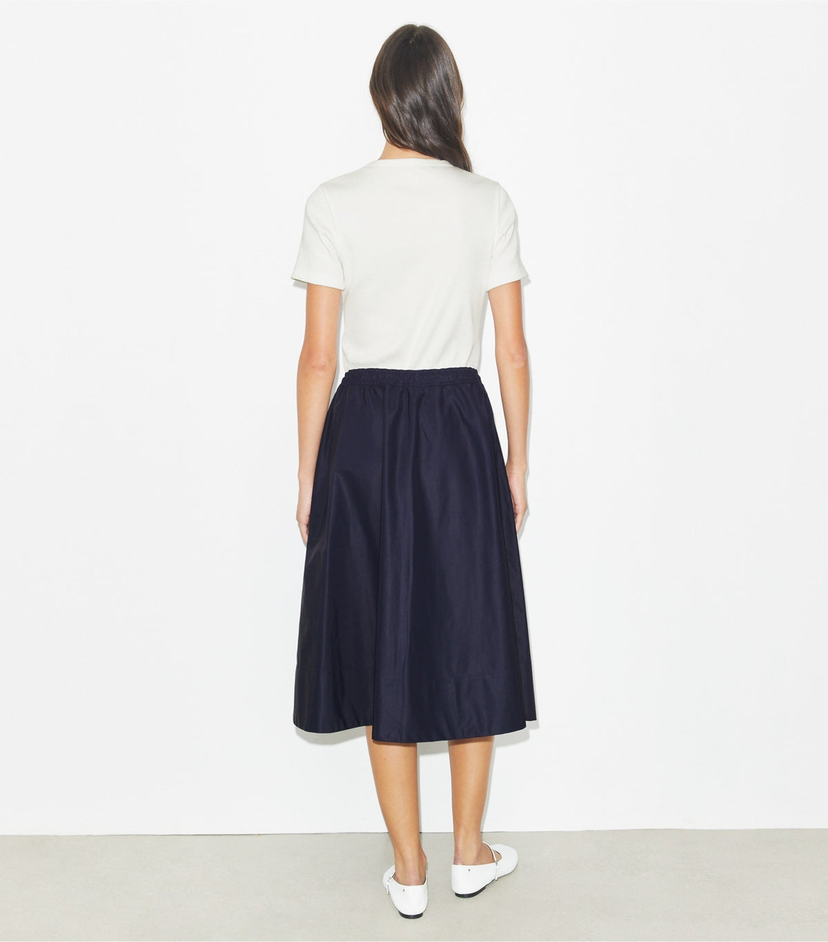 Drawstring Nylon Midi Skirt - Medium Navy | Tory Burch Everyday