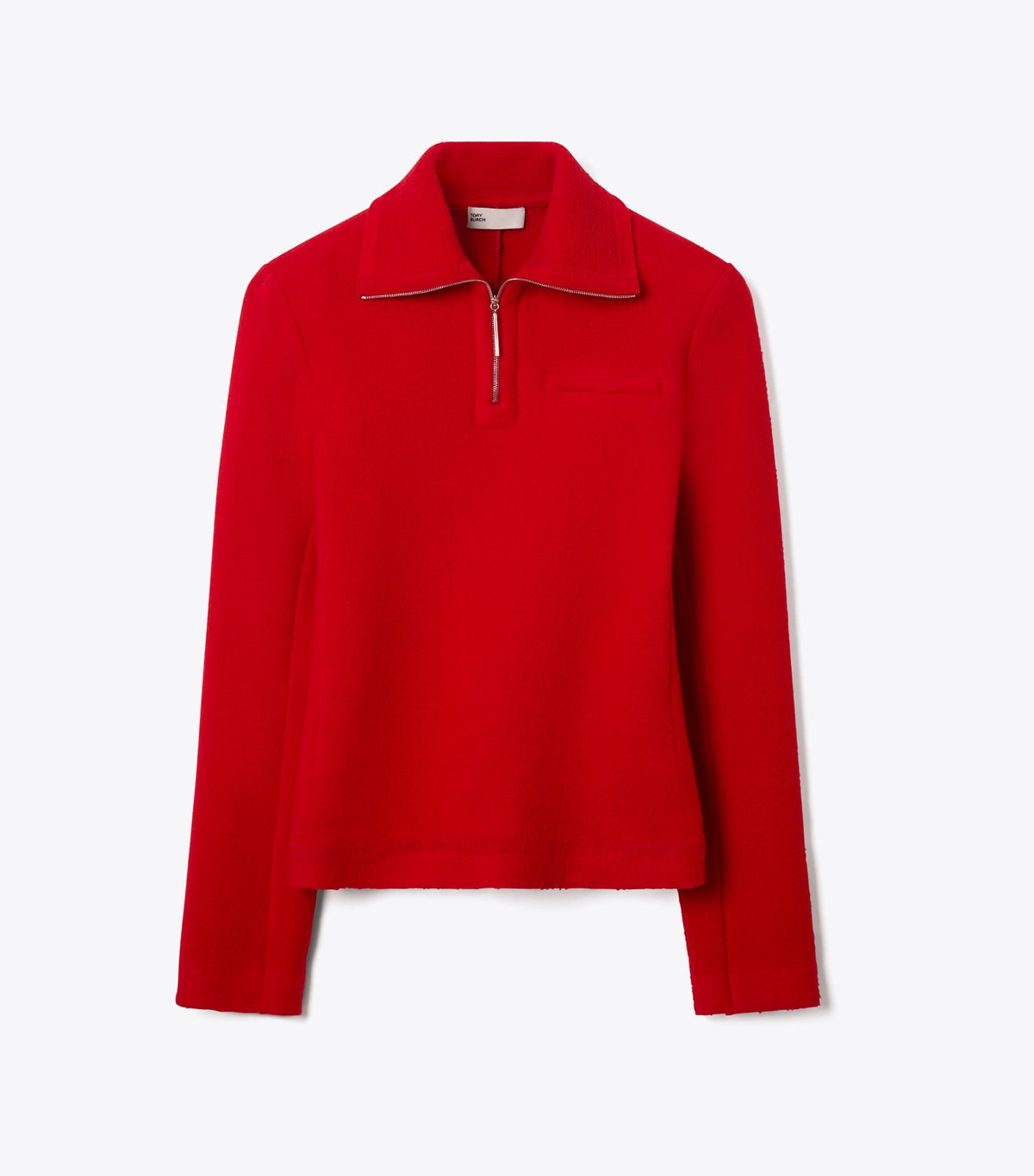 Half-Zip Wool Sweatshirt - Royal Red | Tory Burch Smart Buy