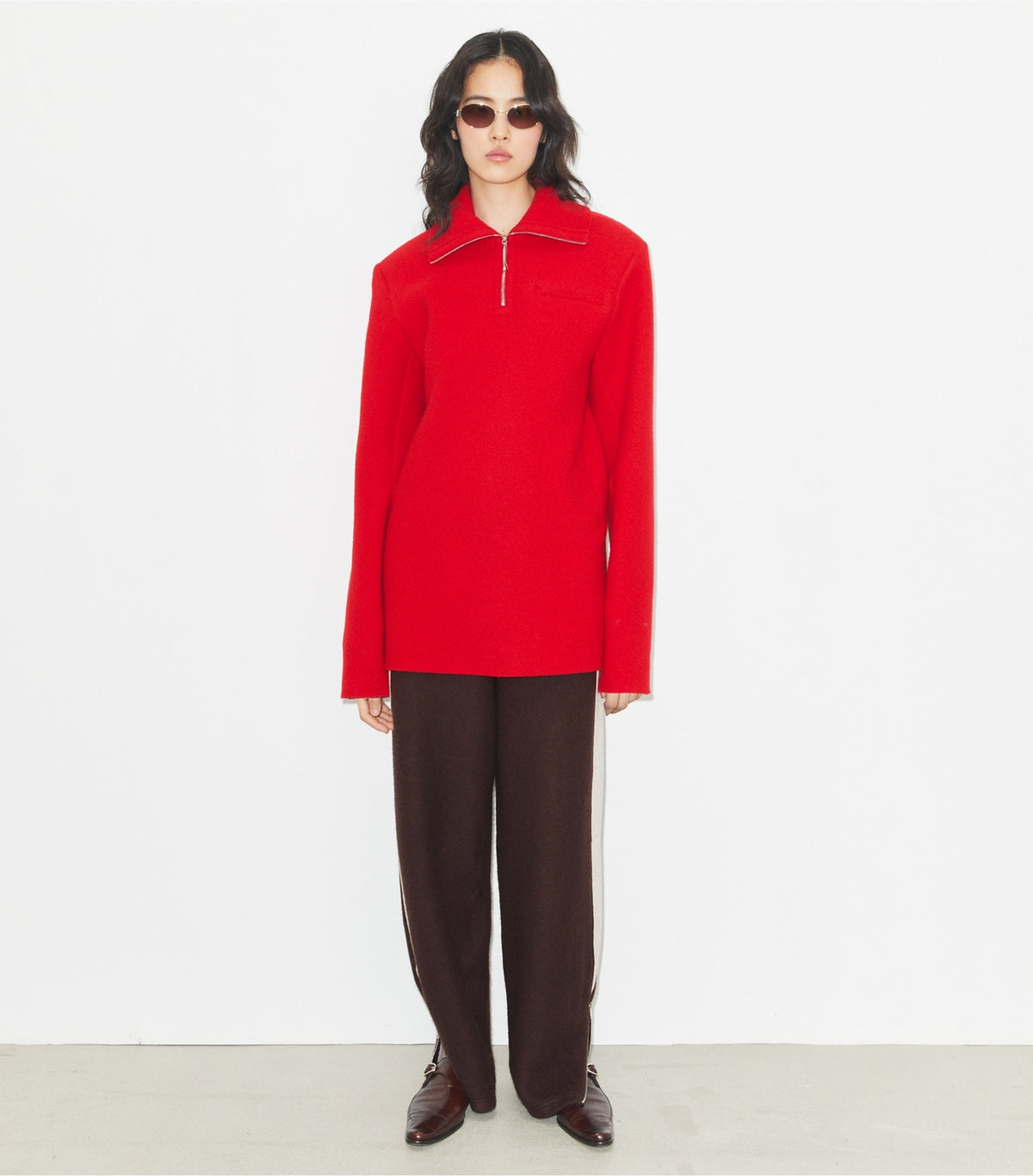 Half-Zip Wool Sweatshirt - Royal Red | Tory Burch Smart Buy