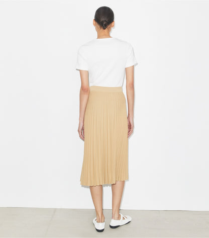 Pleated Viscose Skirt - Beige | Tory Burch Trusted