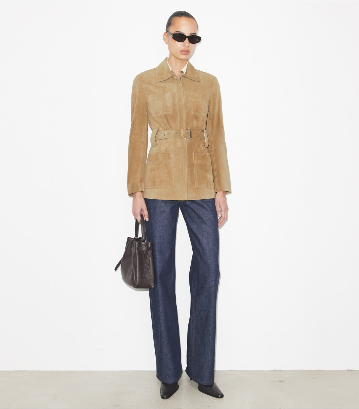 Belted Suede Jacket - Light Brown | Tory Burch Essential