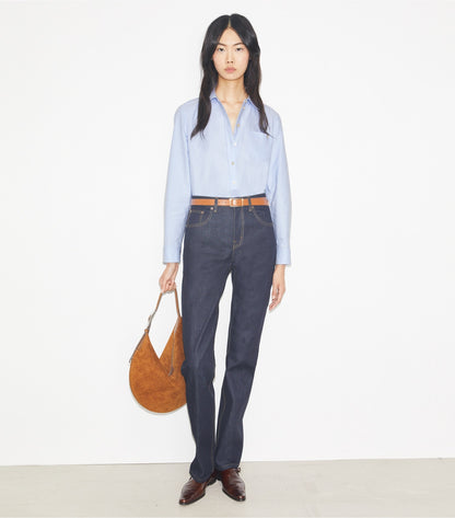Straight-Leg Denim Jean - Raw/Unwashed | Tory Burch Best Seller