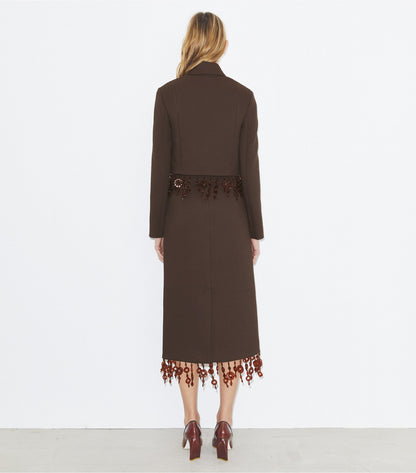 Embellished Crepe Skirt - Dark Mocha | Tory Burch Everyday