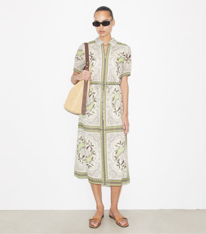 Cinched Cotton Zip Dress - Mint Cockatoo | Tory Burch Best Price