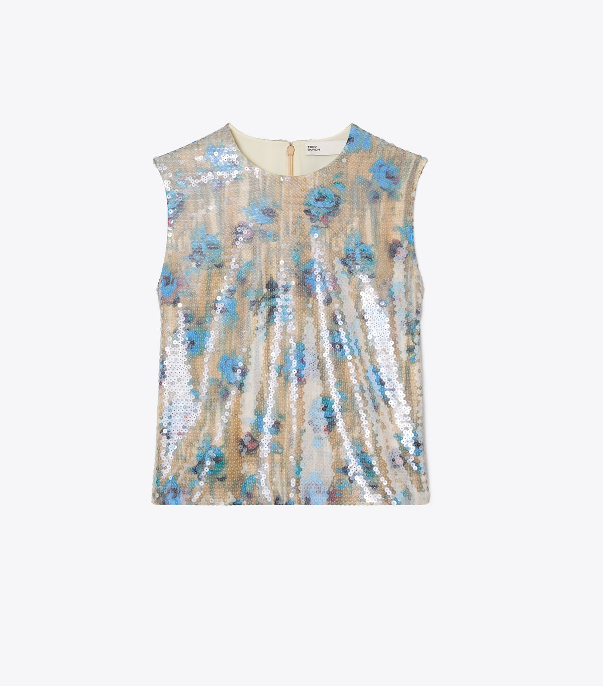 Sequin Shell Top - Blue Roses | Tory Burch Featured