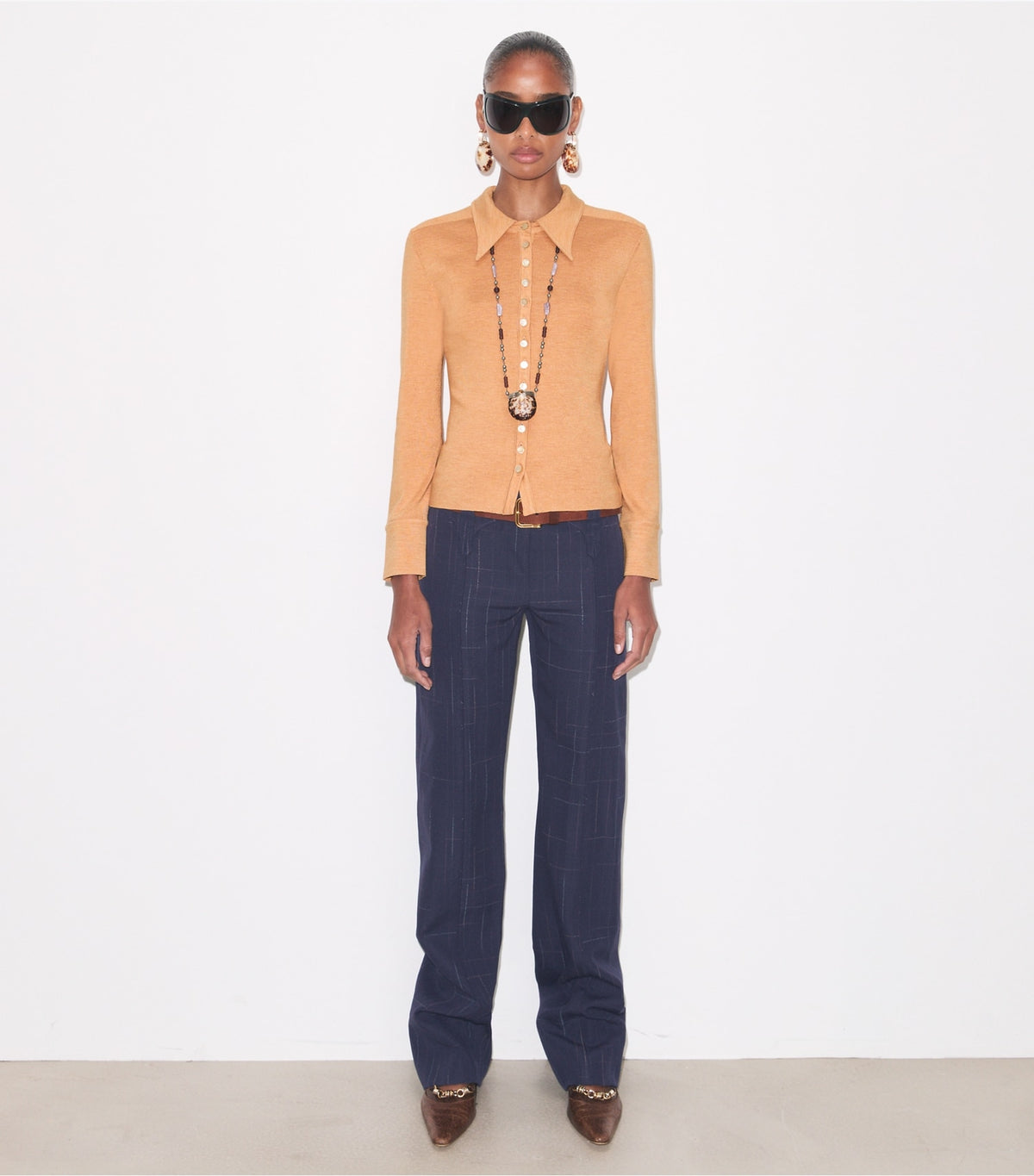 Wool Pant - Dark Navy / Copper | Tory Burch Everyday