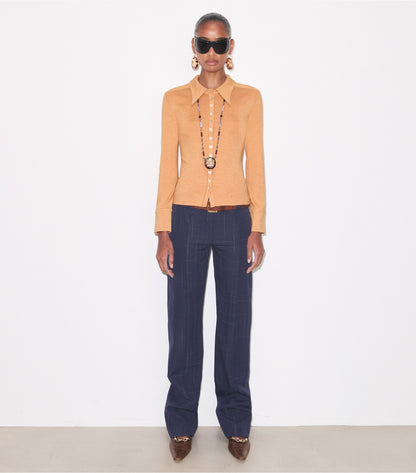 Wool Pant - Dark Navy / Copper | Tory Burch Everyday