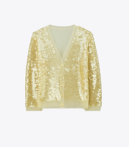 Sequin-Front Cardigan - Pale Limon | Tory Burch Customer Favorite