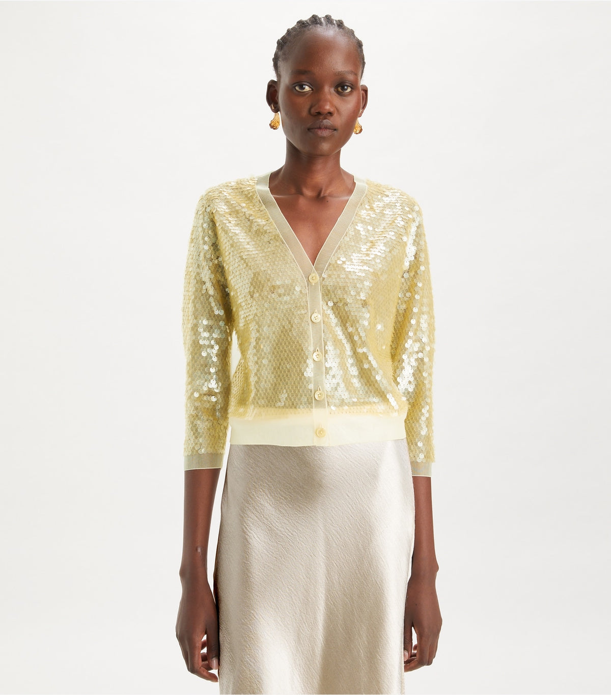 Sequin-Front Cardigan - Pale Limon | Tory Burch Customer Favorite