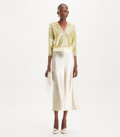 Sequin-Front Cardigan - Pale Limon | Tory Burch Customer Favorite
