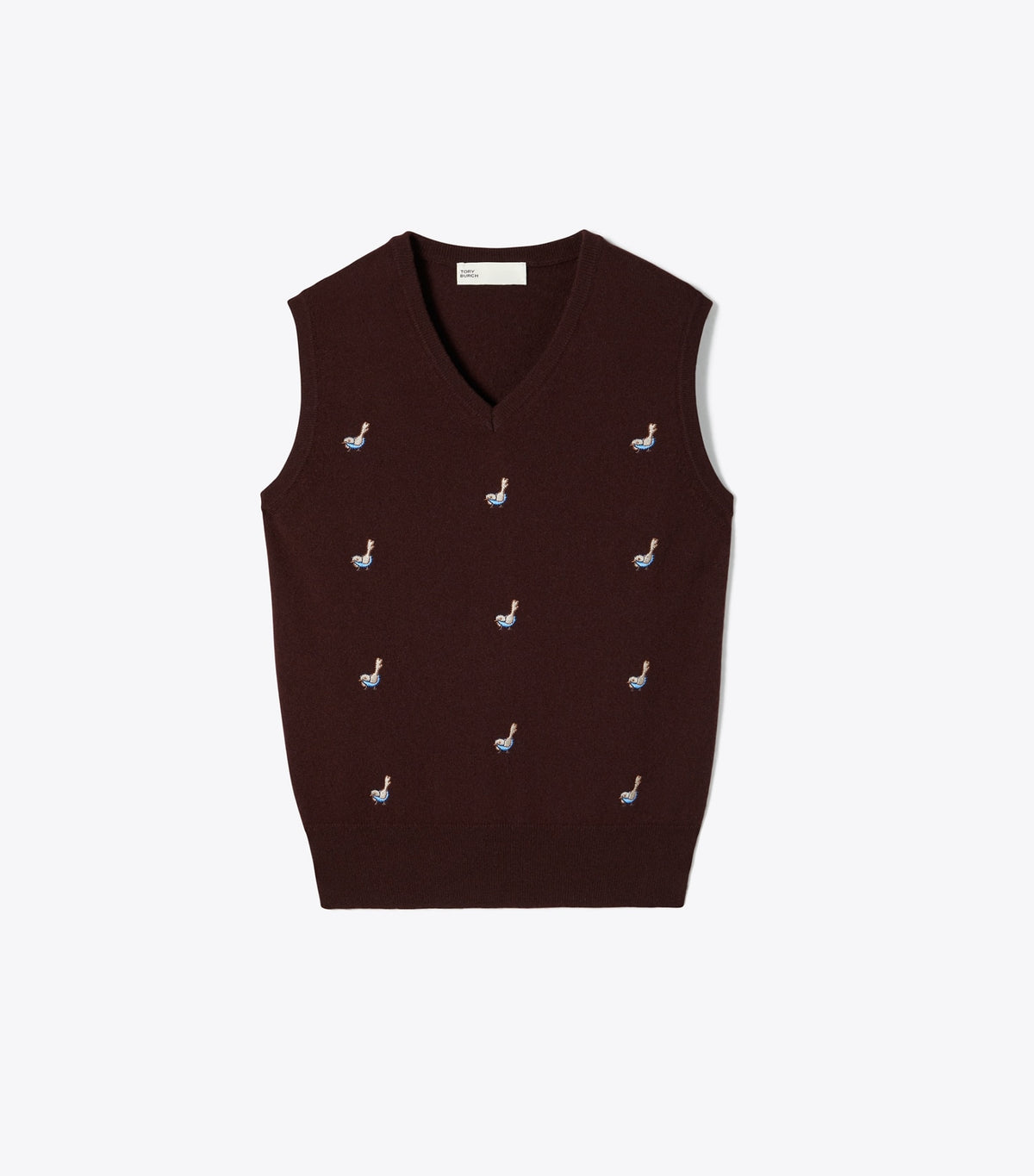 Cashmere Birdie Sweater Vest - Dark Winterberry | Tory Burch Essential