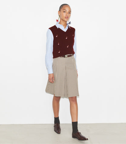 Cashmere Birdie Sweater Vest - Dark Winterberry | Tory Burch Essential