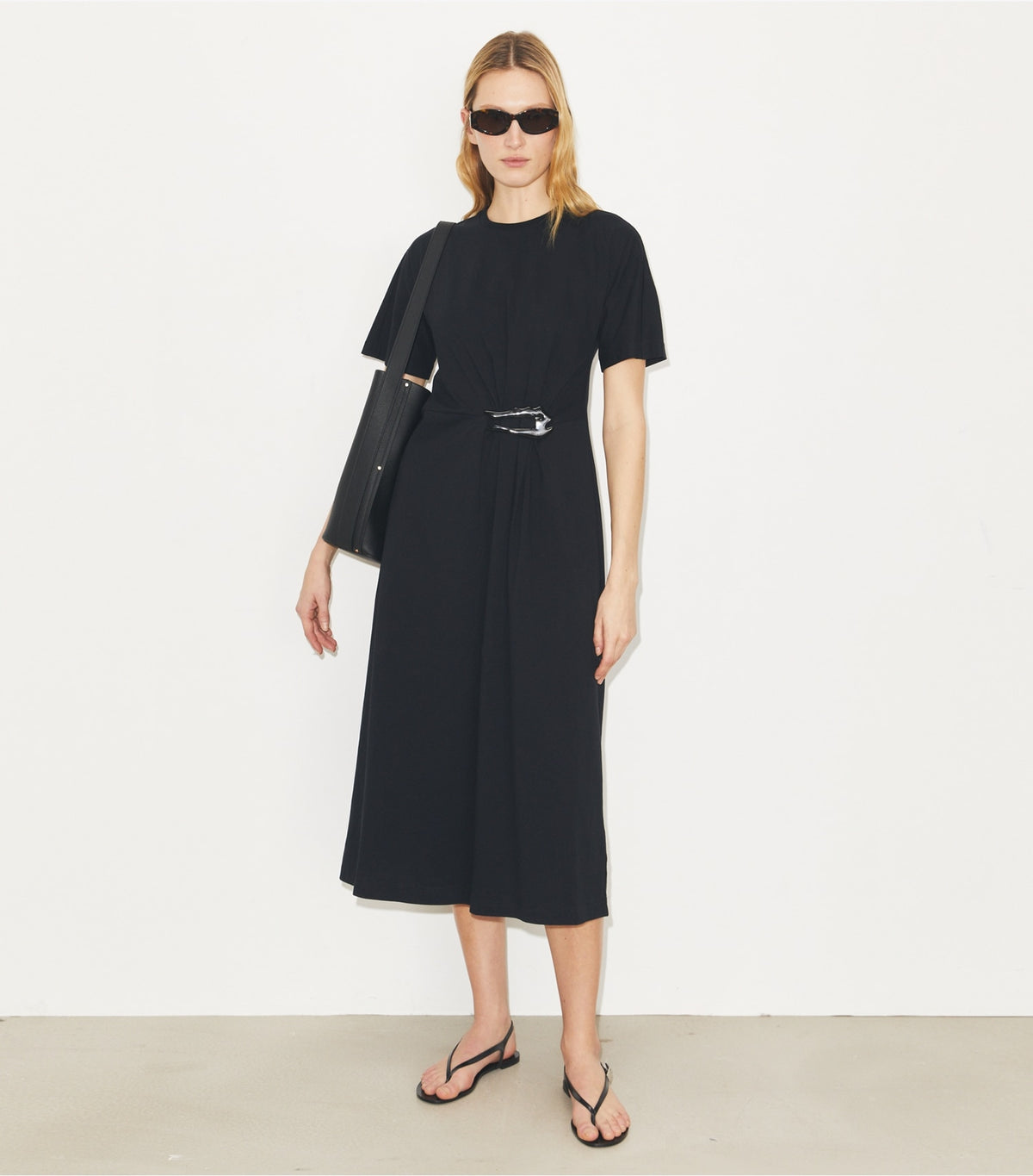 Cotton T-Shirt Dress - Black | Tory Burch Signature