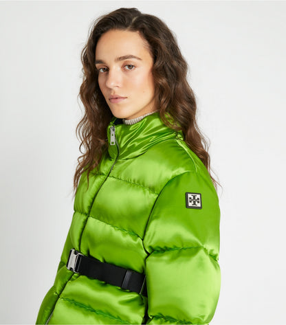 Satin Down Jacket - Brilliant Green | Tory Burch Featured