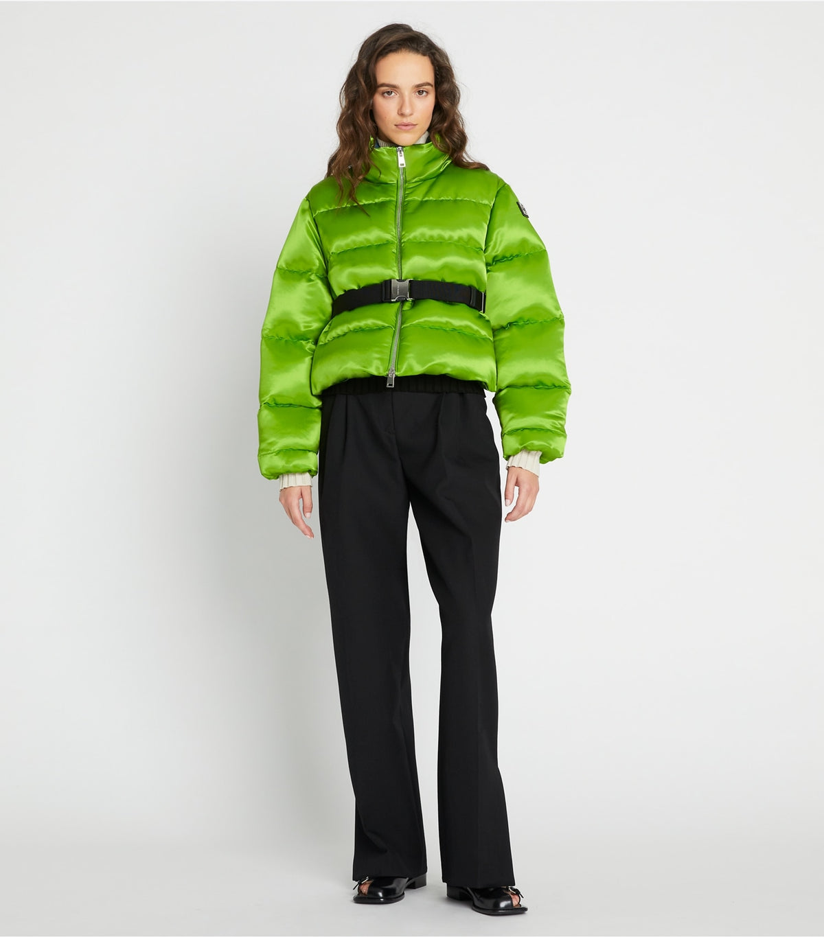 Satin Down Jacket - Brilliant Green | Tory Burch Featured