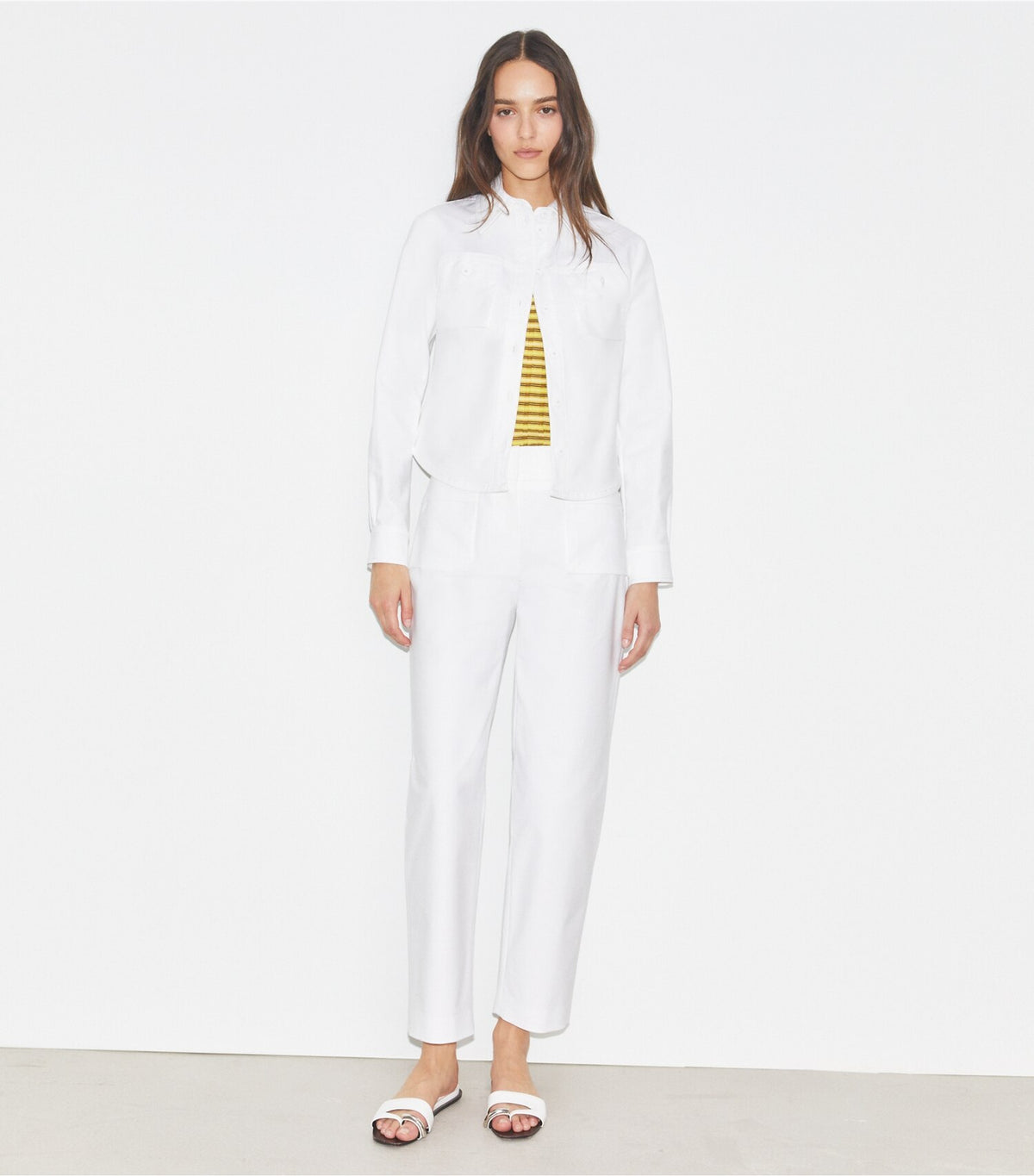 Cropped Cotton Jacket - White | Tory Burch Best Price