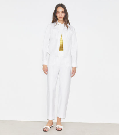 Cropped Cotton Jacket - White | Tory Burch Best Price