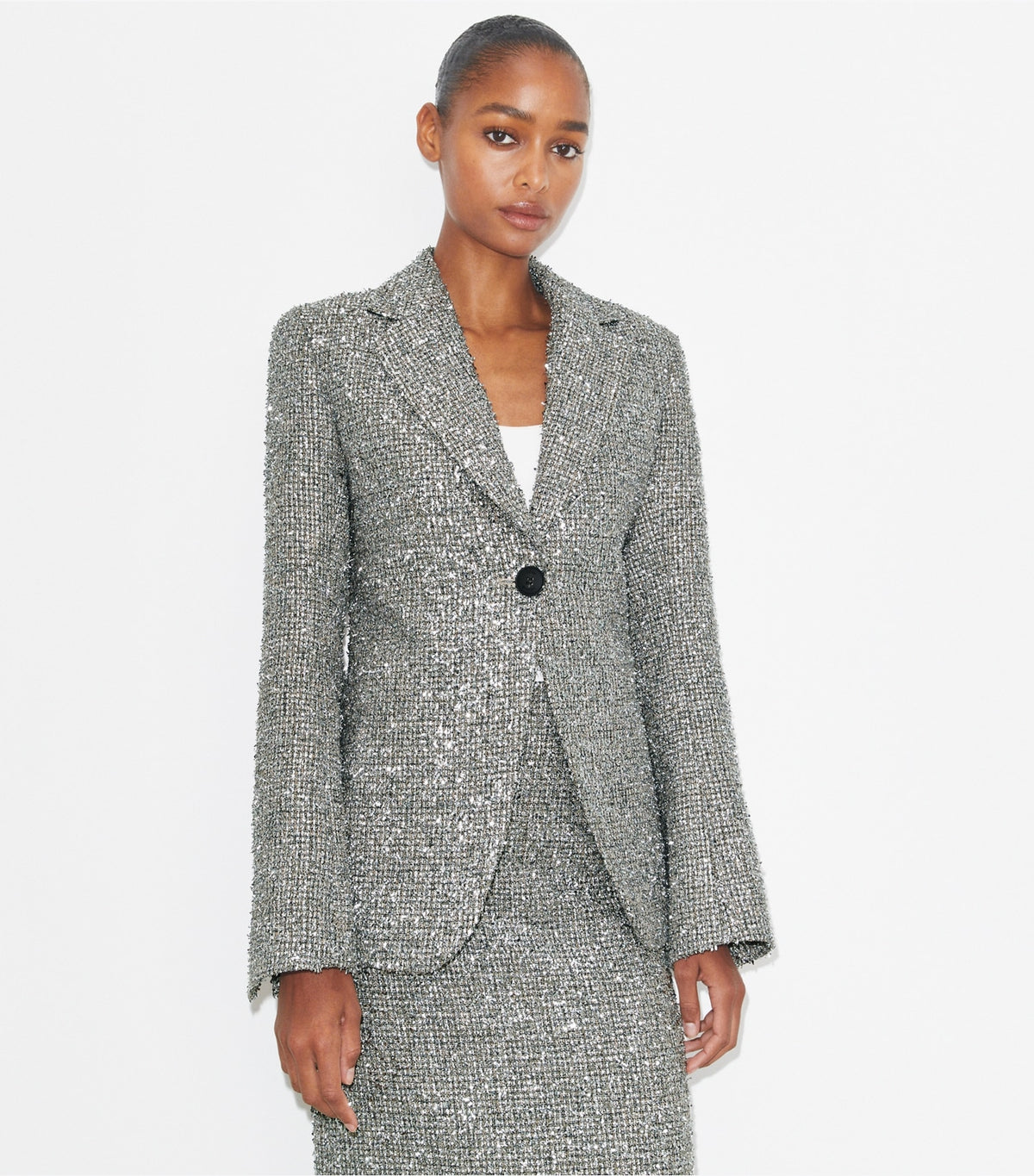 Tweed Blazer - Metallic Silver | Tory Burch Customer Favorite