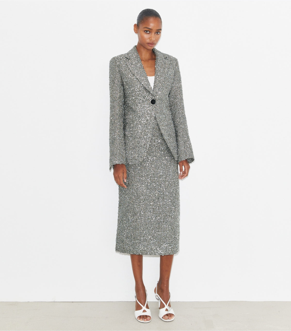 Tweed Blazer - Metallic Silver | Tory Burch Customer Favorite
