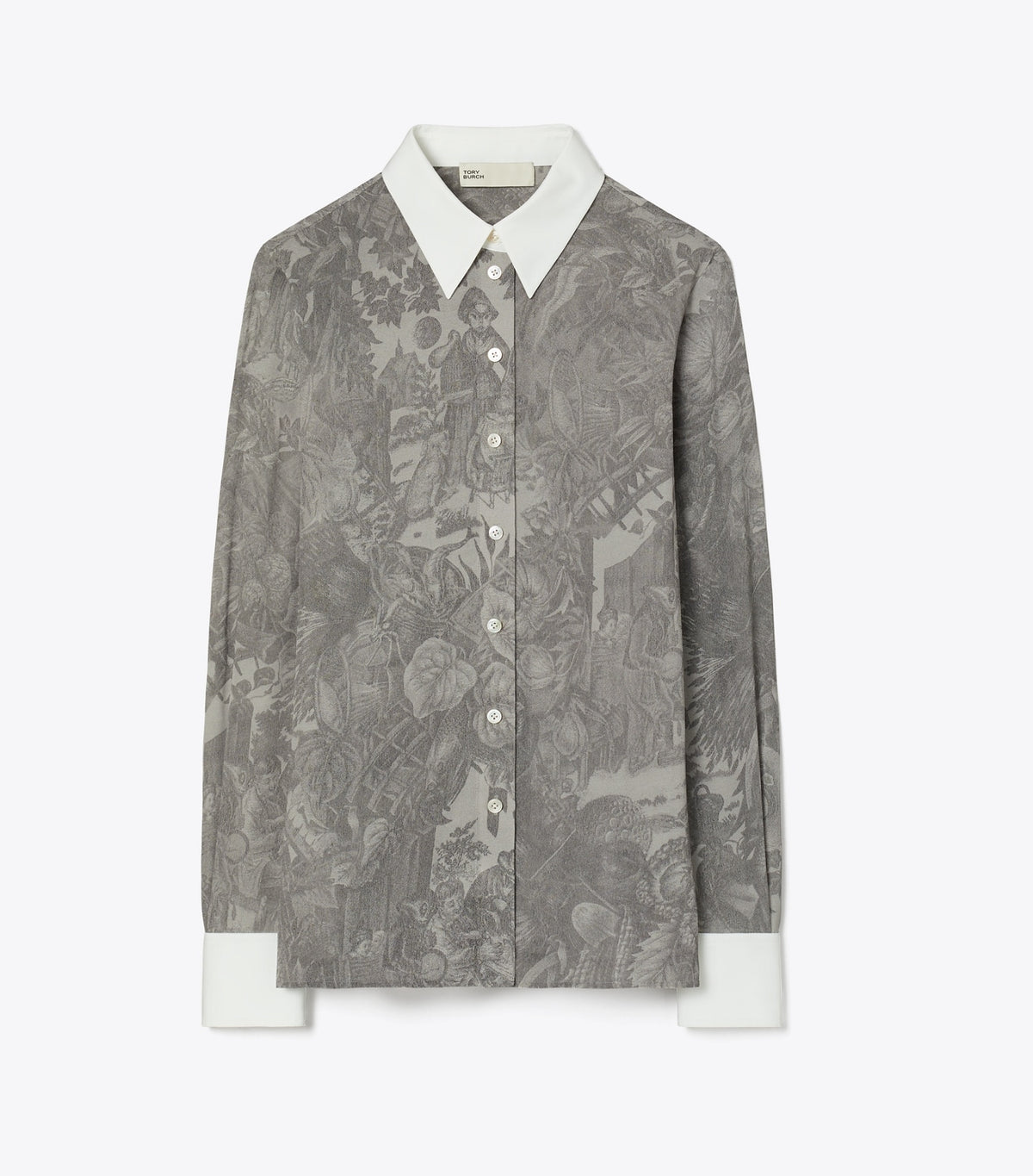 Printed Viscose Shirt - Light Gray Alien Toile | Tory Burch Discount