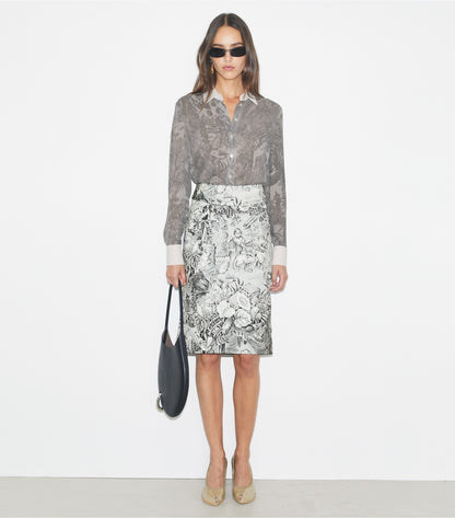 Printed Viscose Shirt - Light Gray Alien Toile | Tory Burch Discount