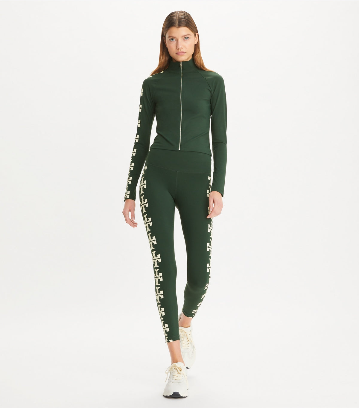 Nylon Logo Zip Top - Conifer | Tory Burch New