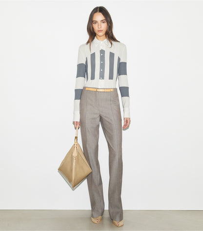 High-Waisted Wool Pants - Mountain Ash Ground/Marshmallow Fleck | Tory Burch Exclusive