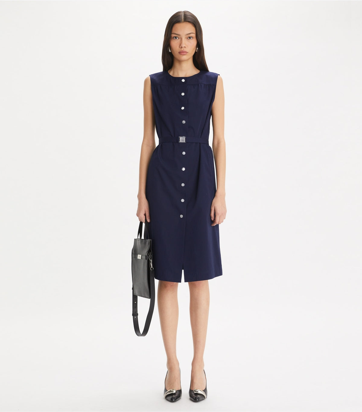 Cotton Poplin Dress - Medium Navy | Tory Burch Popular