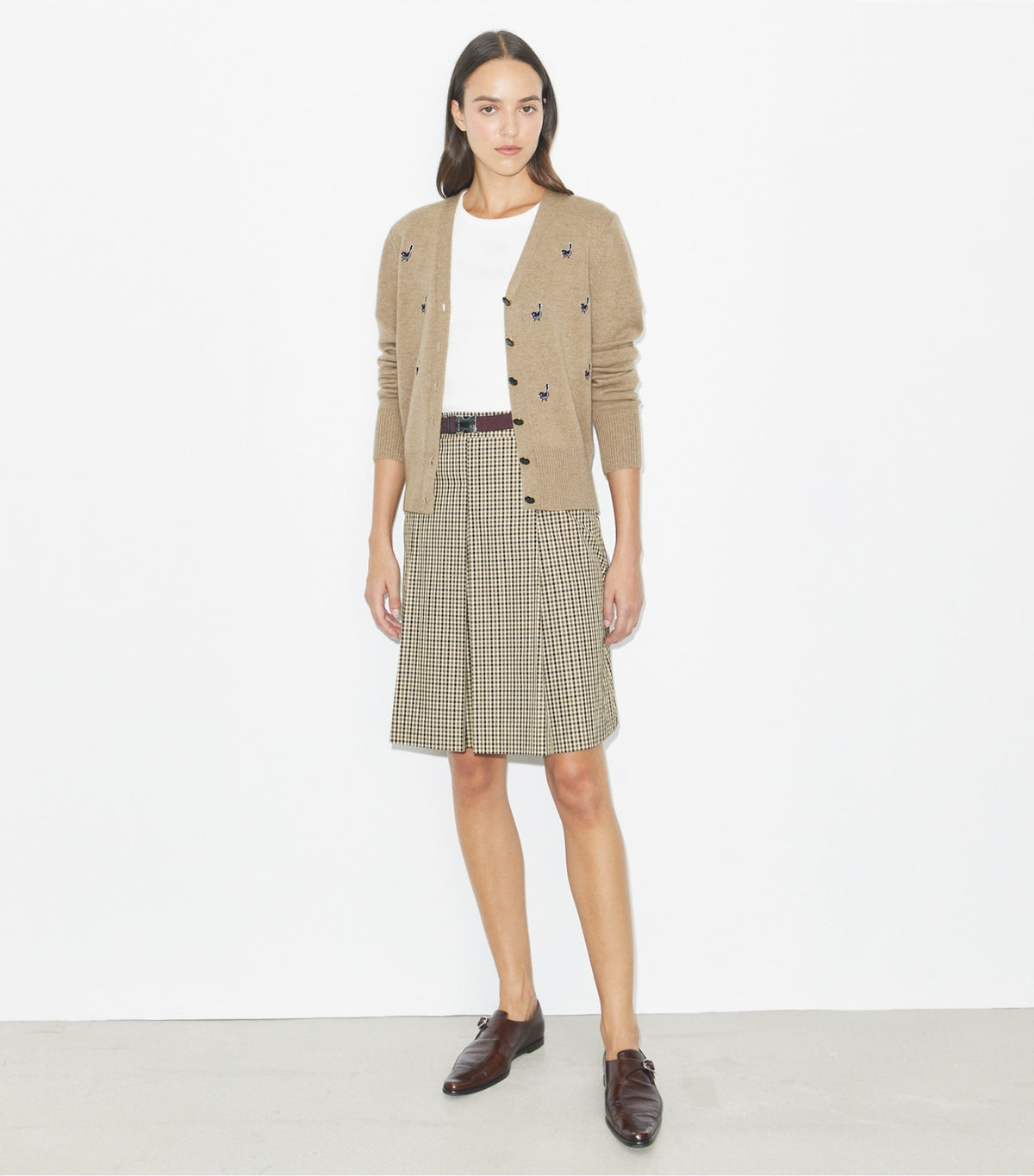 Birdie-Embroidered Cashmere Cardigan - Deep Toffee | Tory Burch Featured