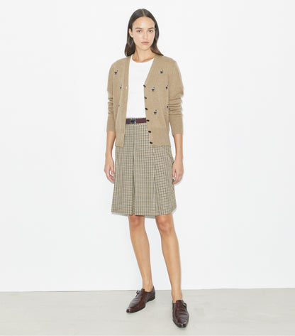 Birdie-Embroidered Cashmere Cardigan - Deep Toffee | Tory Burch Featured